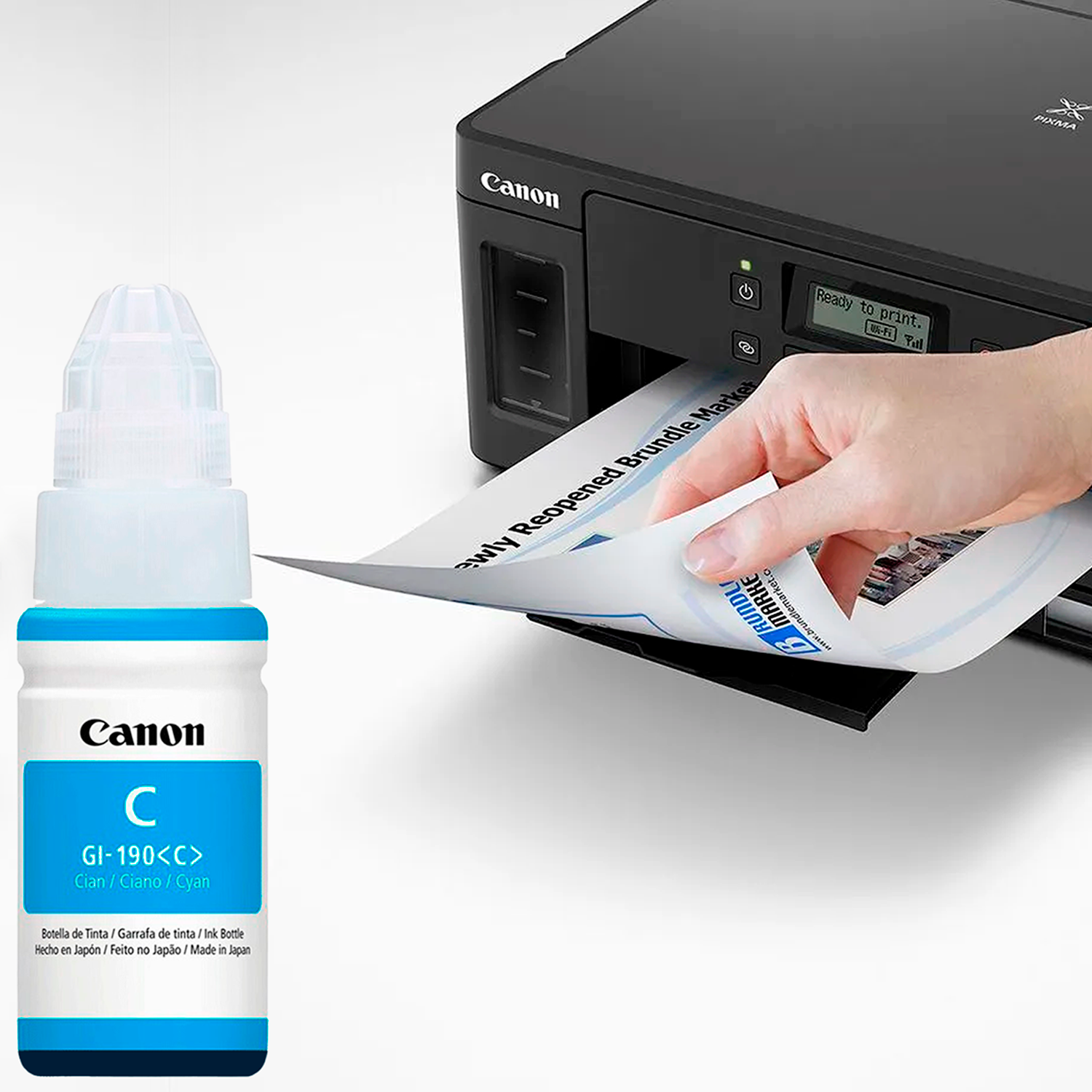 Tinta de impresora Canon PIXMA GI-190 Cyan 70 ML