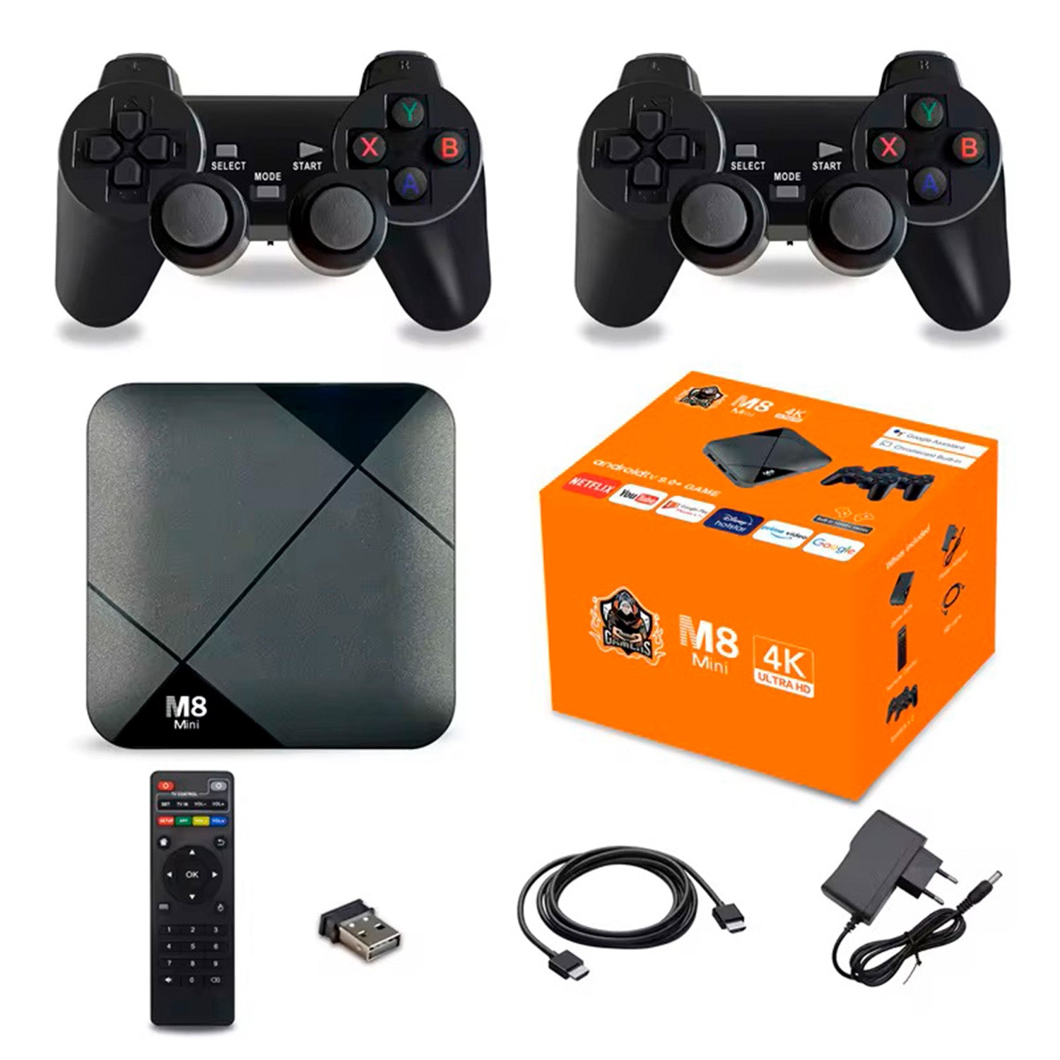 Tv Box Retro M8 Mini 4K Ultra HD Android Tv 9.0 + Game 2GB+16GB Wifi 2.4GHz