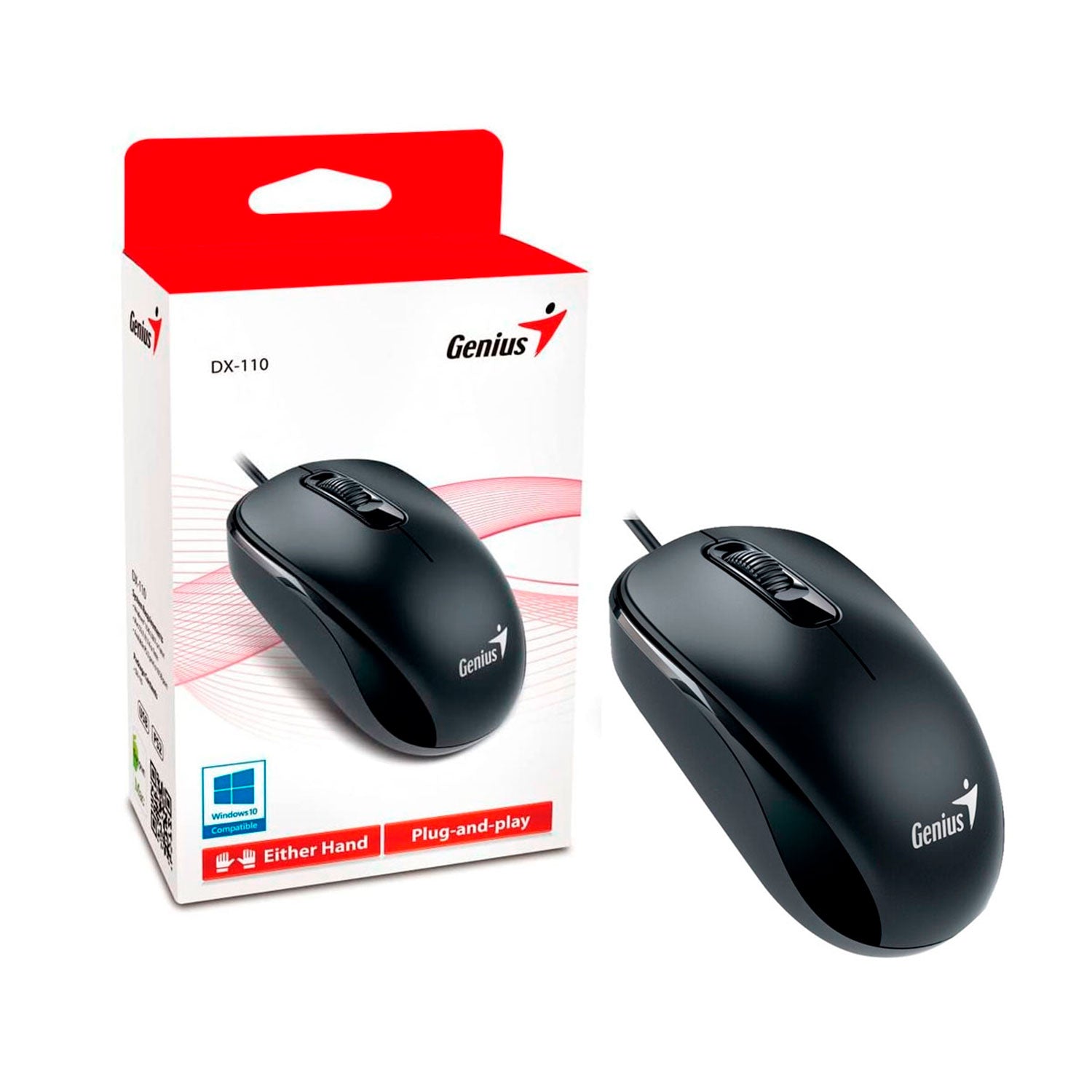 Mouse Genius Dx-110 Usb Optico 3 Botones Ambidiestro Negro