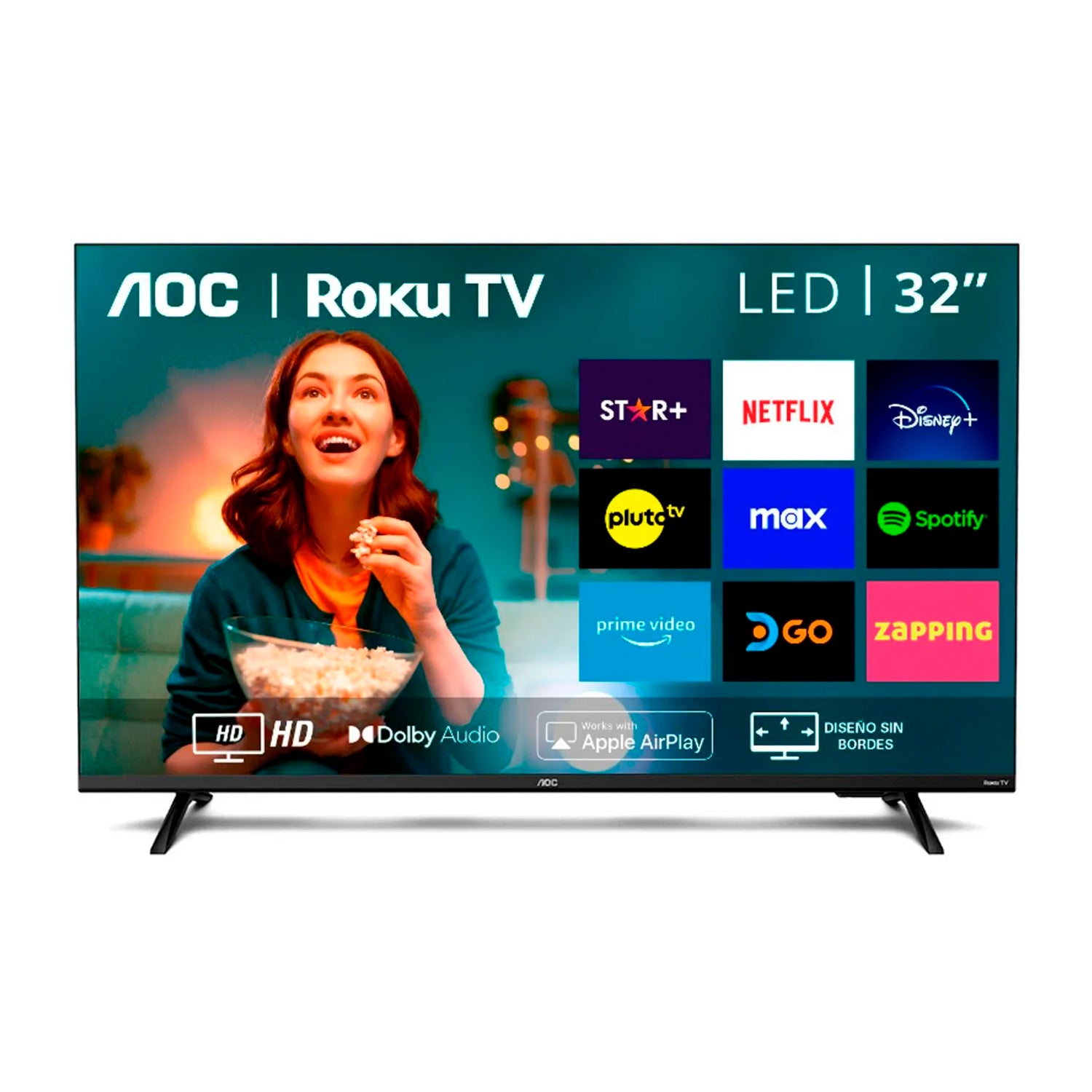 Smart TV 32" AOC Roku TV Series 32S5135 DLED HD Wifi HDMI USB Dolby Audio App Asistentes Integrados