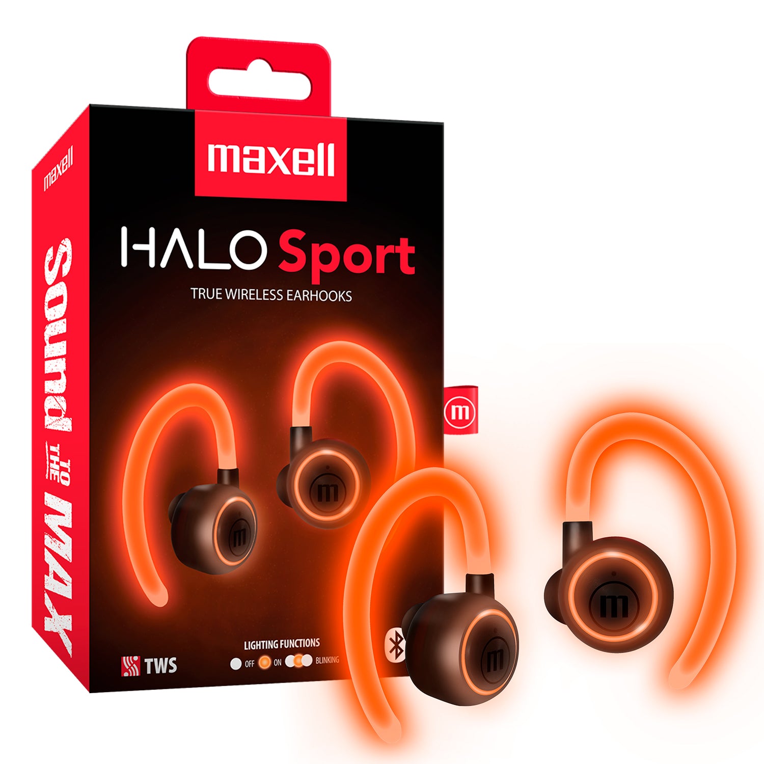 Audifonos Inalambricos TWS Halo Sport True Maxell Earbuds Bluetooth Manos Libres con Microfono Led