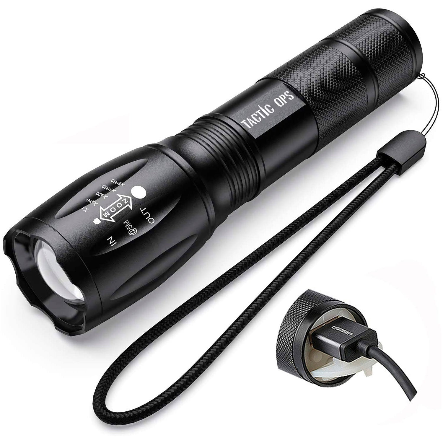 Linterna Led Mini 3000 Lumens Recargable USB Zoom Táctica