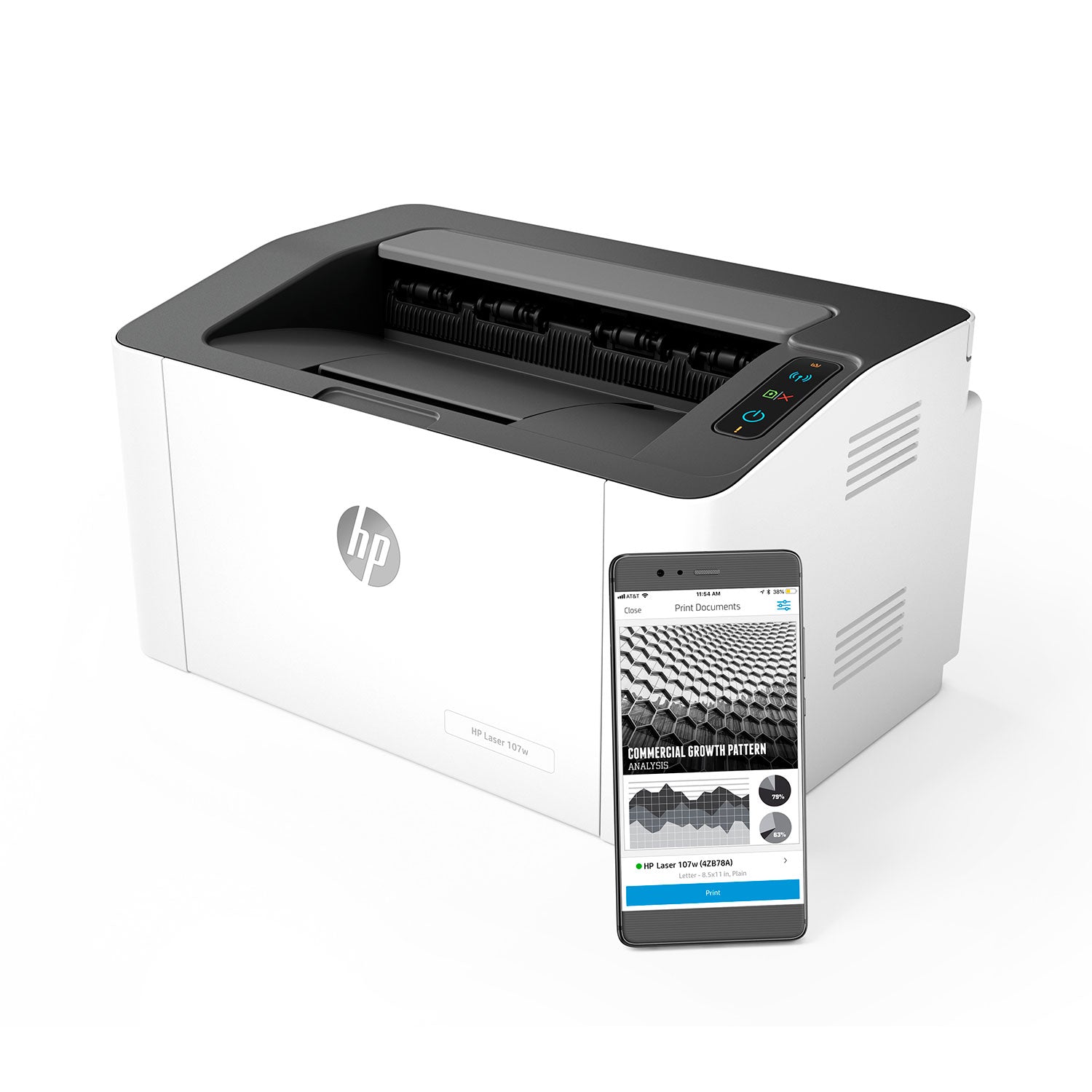 Impresora HP Laser 107w Inalambrica WIFI Monocromatica Smart APP 24bits [ 4ZB78A ]