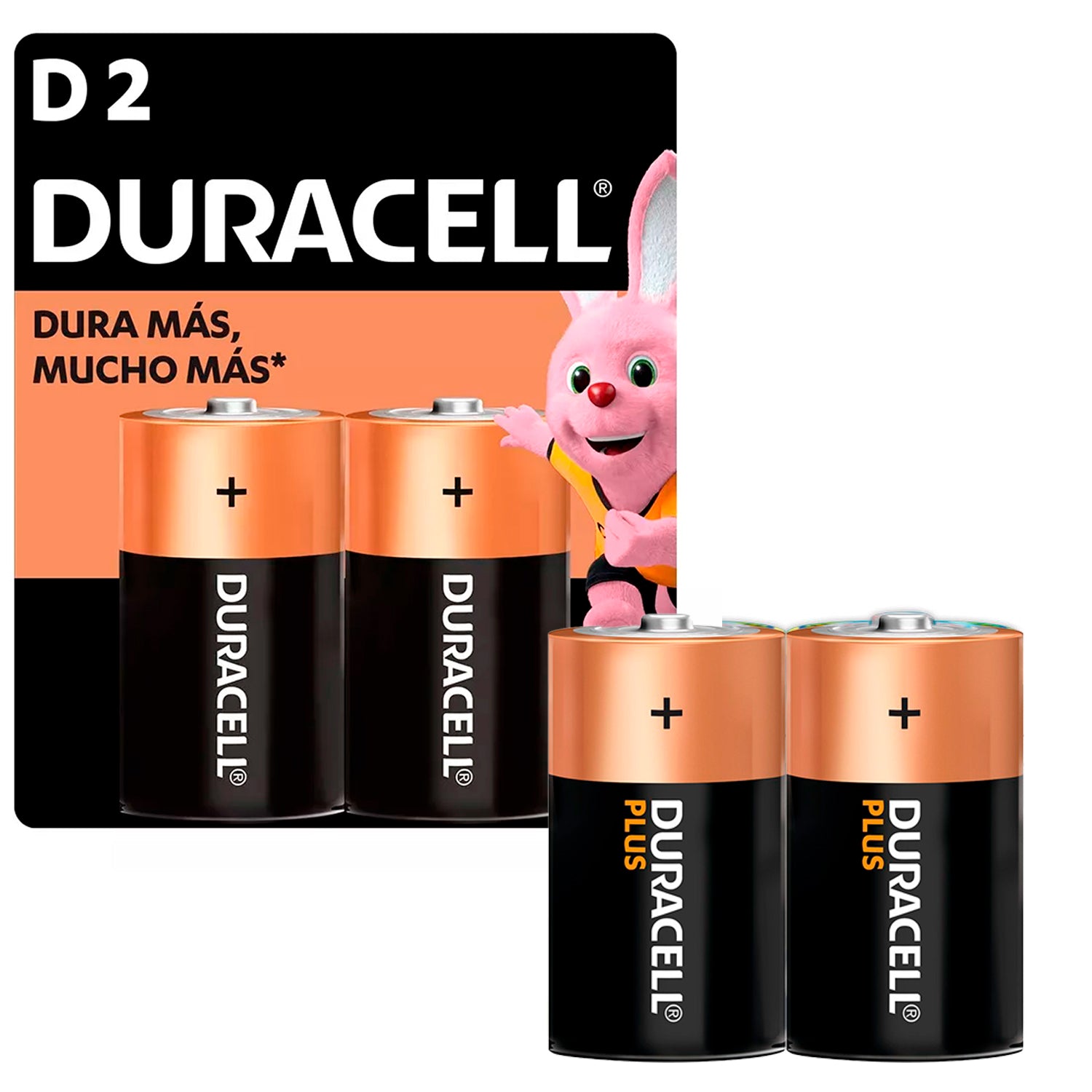 Pilas D2 LR20 x2 1.5V Alcalina Cilindrica Duracell Maxima Durabilidad y Potencia Dura Mas Mucho Mas