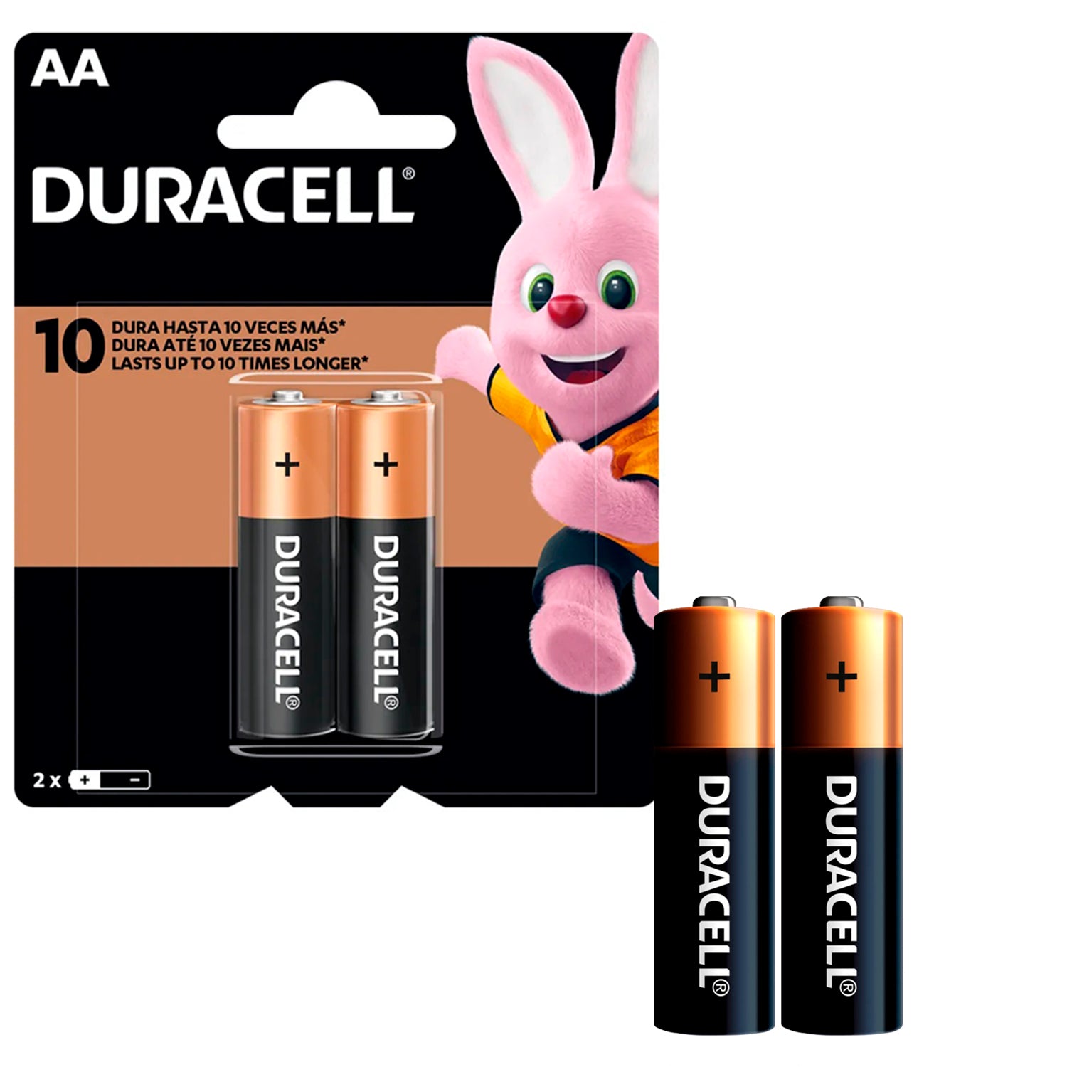 Pilas AA LR6 x2 1.5V Alcalina Cilindrica Duracell Maxima Durabilidad y Potencia Dura Mas Mucho Mas