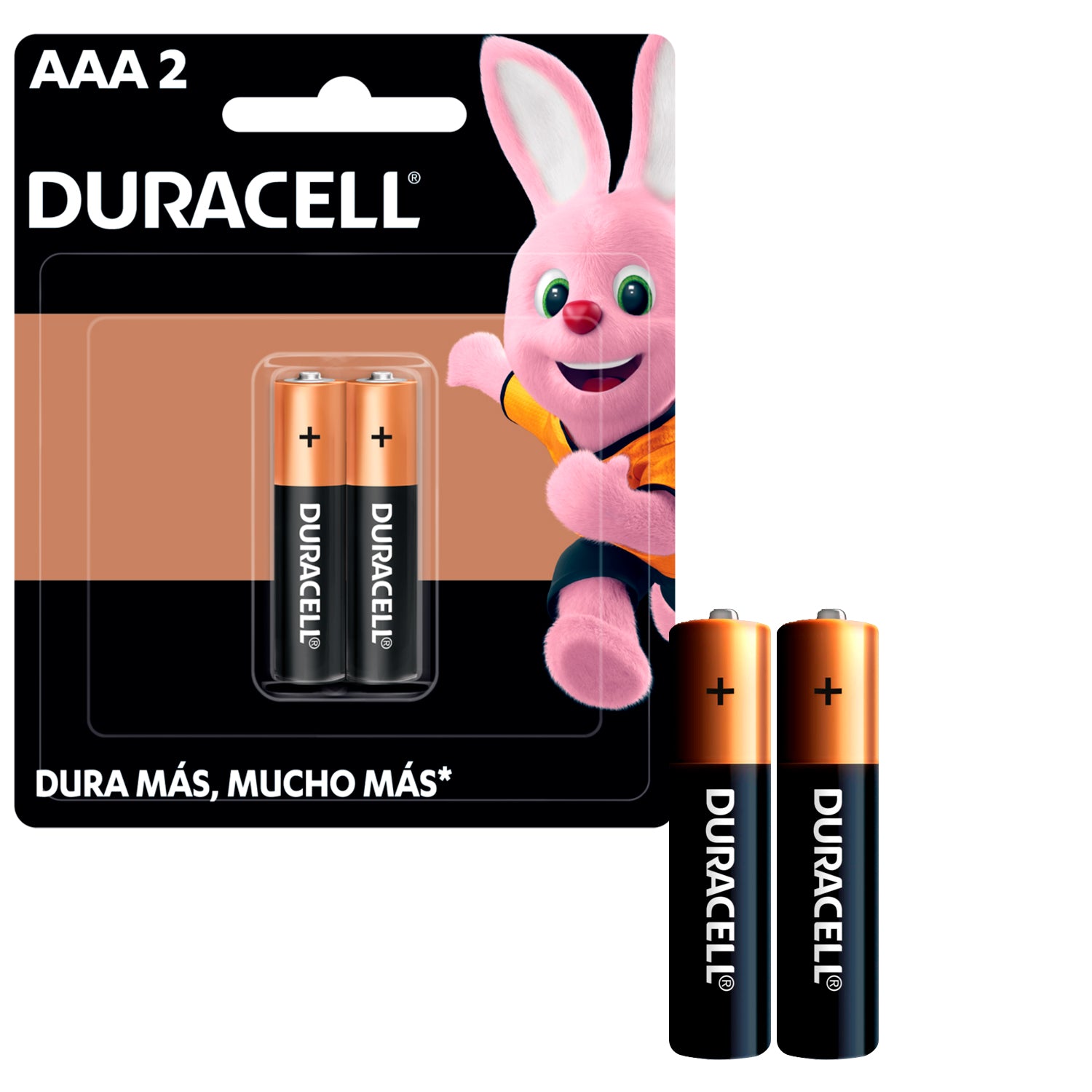 Pilas AAA LR03 x2 1.5V Alcalina Cilindrica Duracell Maxima Durabilidad y Potencia Dura Mas Mucho Mas