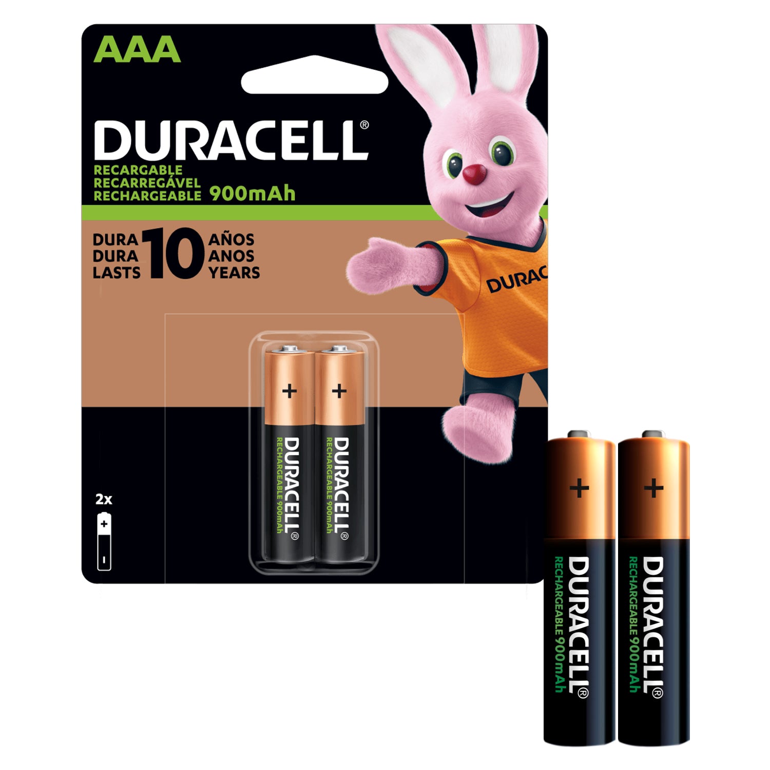 Pilas Recargable AAA HR03 x2 1.2V Cilindrica Duracell Capacidad 900mAh Dura Mas Mucho Mas