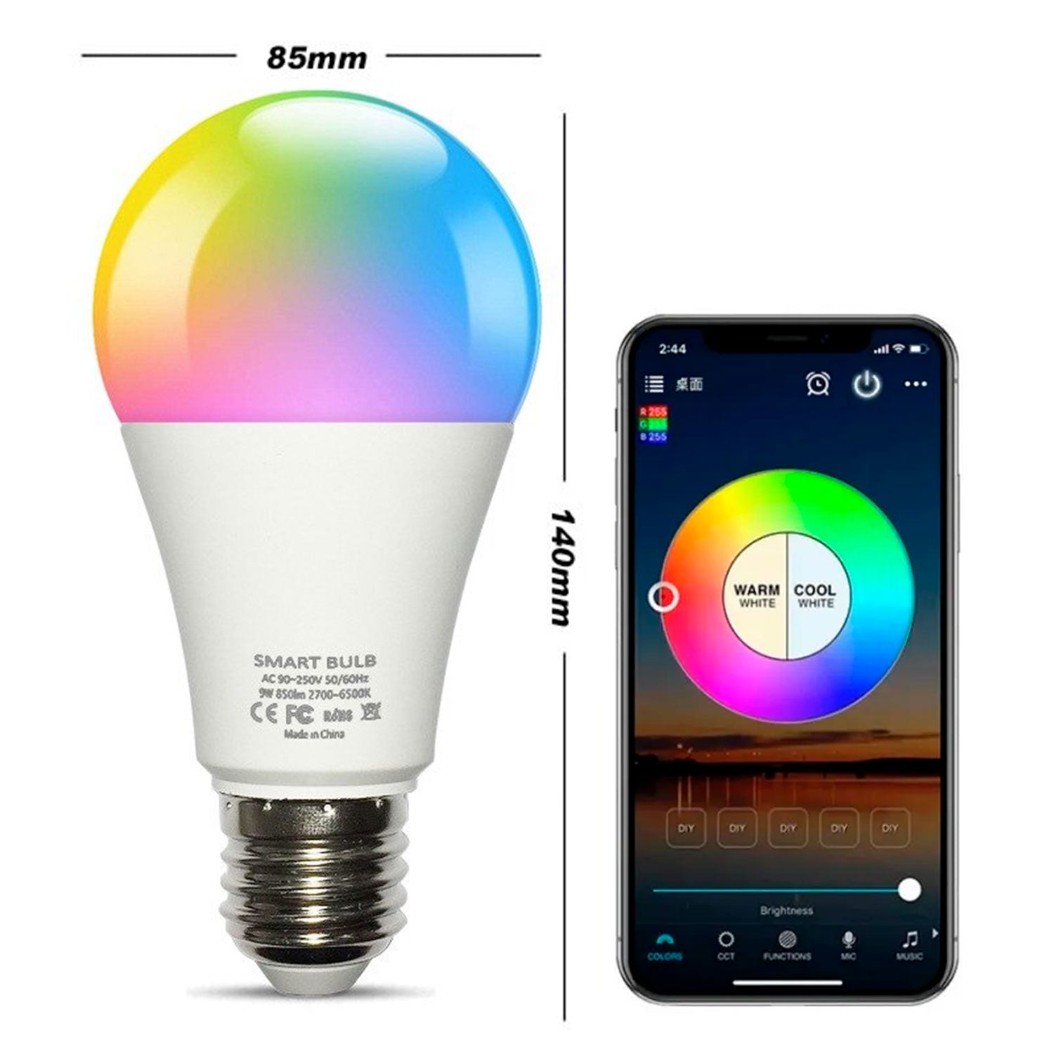 Ampolleta Smart Bulb Wifi RGB Voice Control Alexa Google | Lifemax