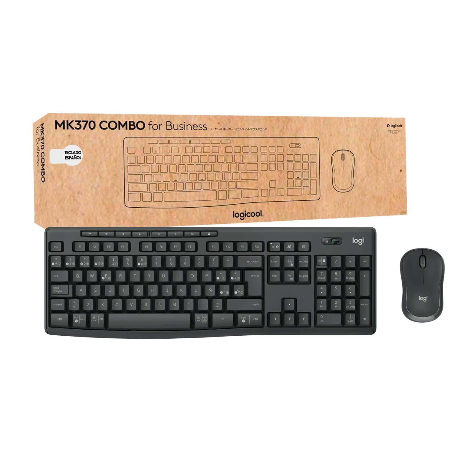 Kit Teclado y Mouse Inalambrico Logitech MK370 For Bussiness Antiderrame Optico 1000dpi Silent Touch