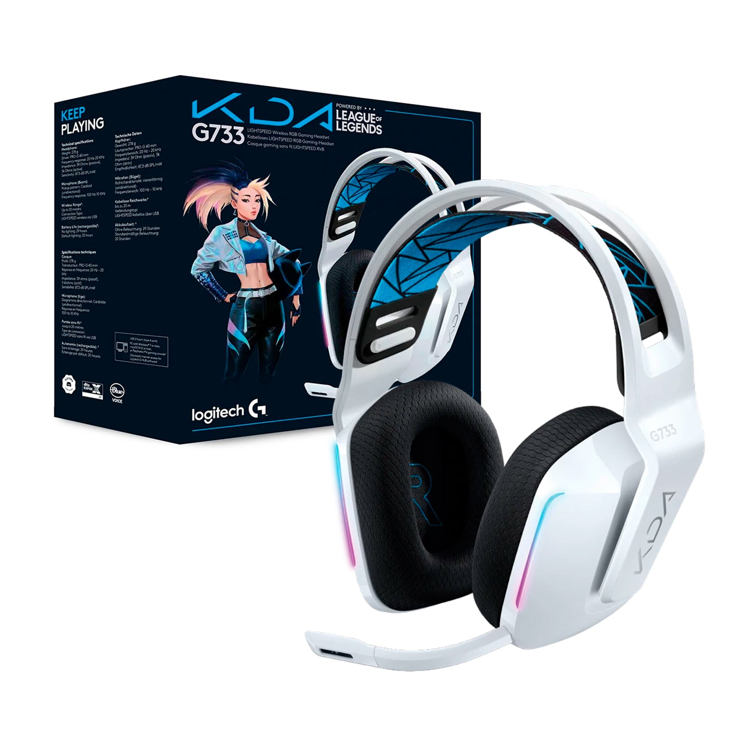 Audifono Gamer Inalambrico Logitech G733 KDA Lightspeed DTS Headphone:X 2.0 Microfono Cardioide