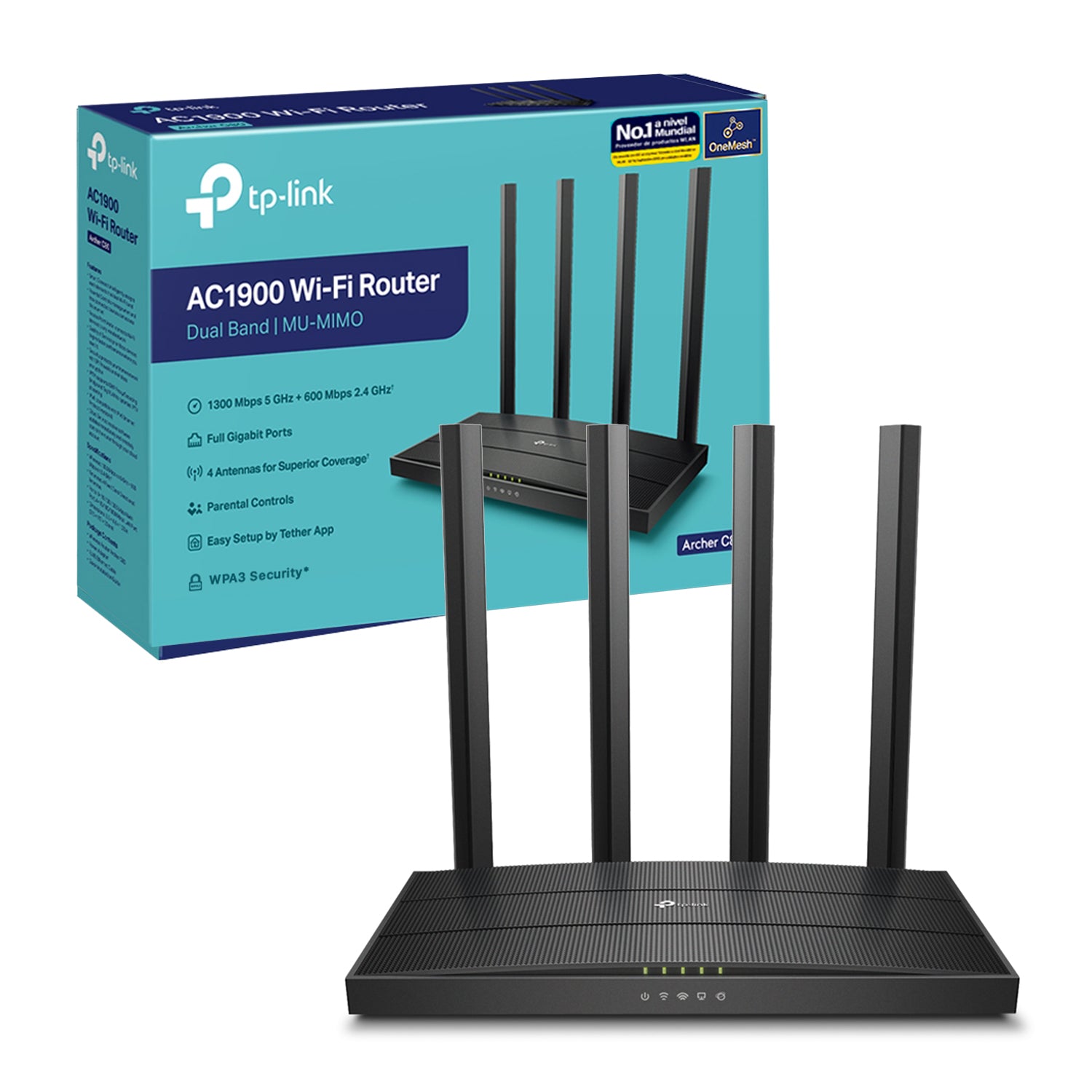 Router Inalambrico TP-Link Archer C80 AC1900 Dual Band 5GHz/2.4GHz MU-MIMO 3×3 MIMO 4 Antenas