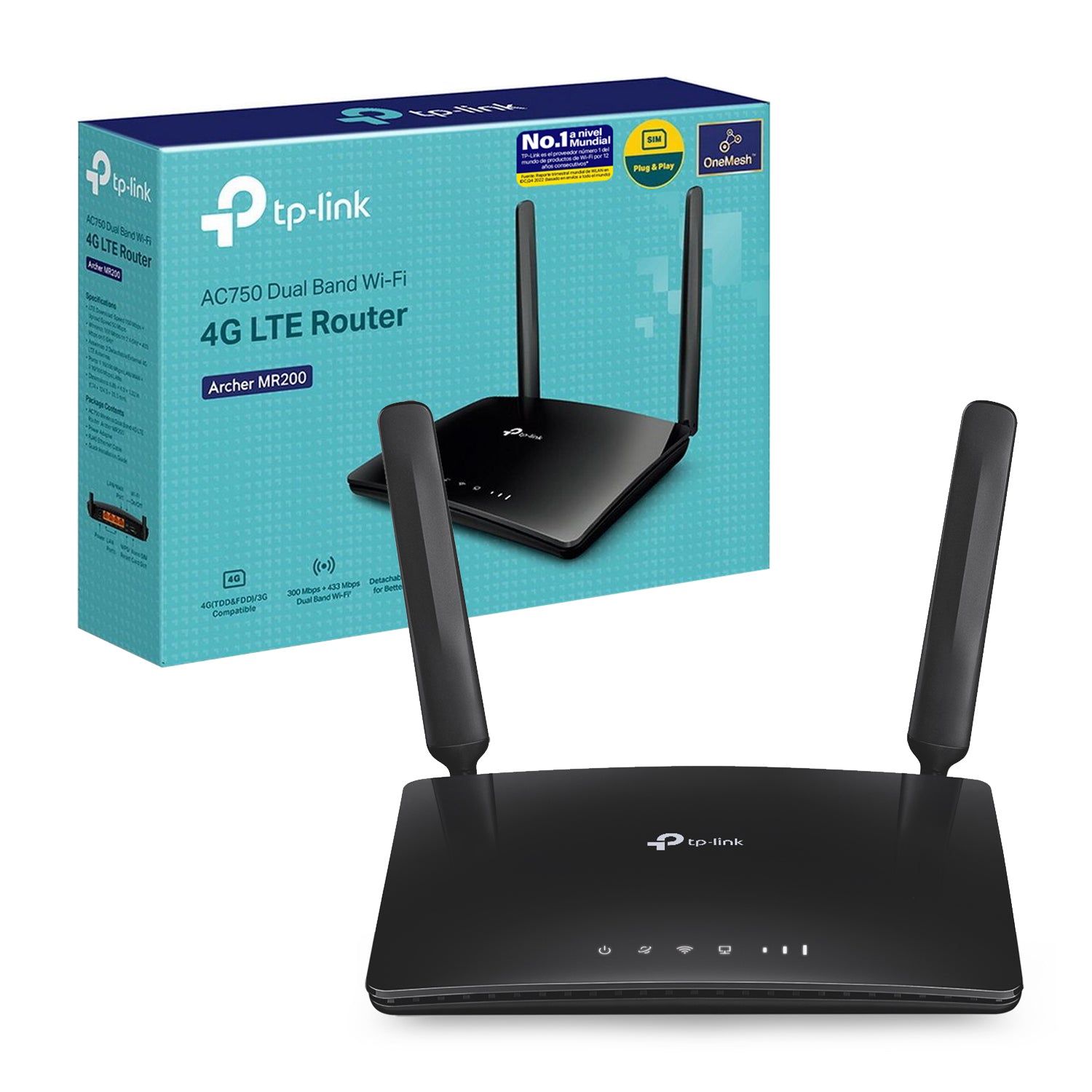 Router Inalambrico TP-Link Archer MR200 AC750 SIM 4G LTE FDD/TDD Dual Band 5GHz/2.4GHz 2 Antenas