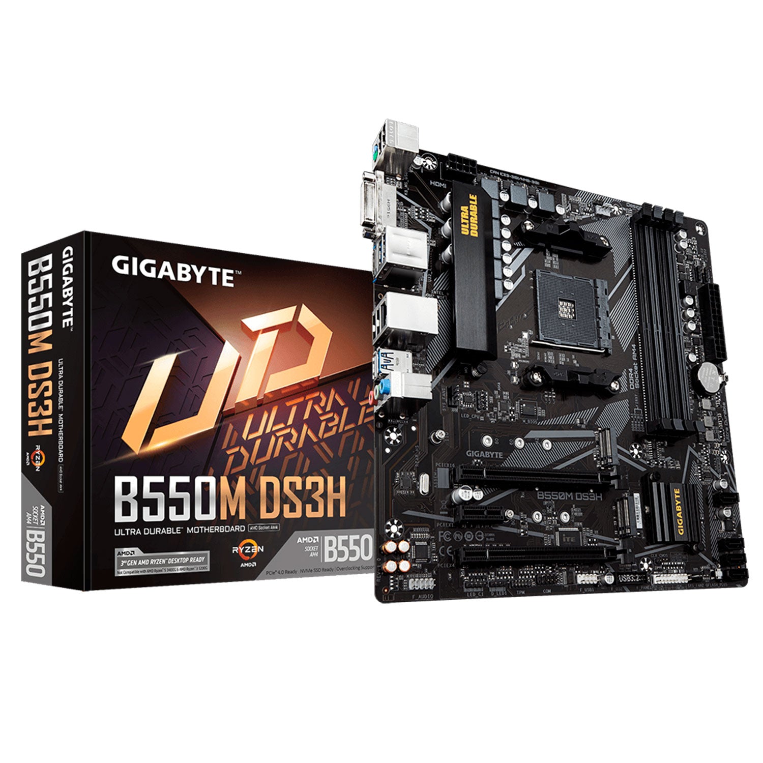 Placa Madre Gigabyte B550M DS3H AC M.2 RGB Fusion 2.0 Socket AM4 microATX [ B550MDS3HAC ]