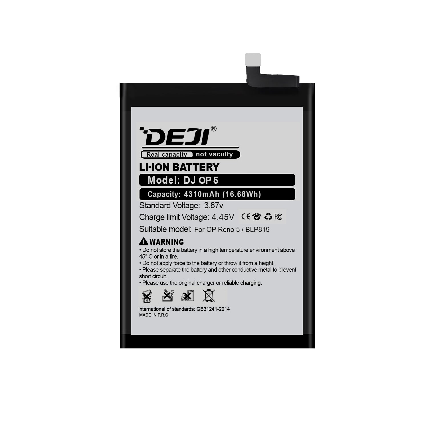 Bateria para Oppo Reno 5 / Reno 5 Lite / Reno 5Z DEJI IC Original Capacidad 4310mAh Maxima Duracion