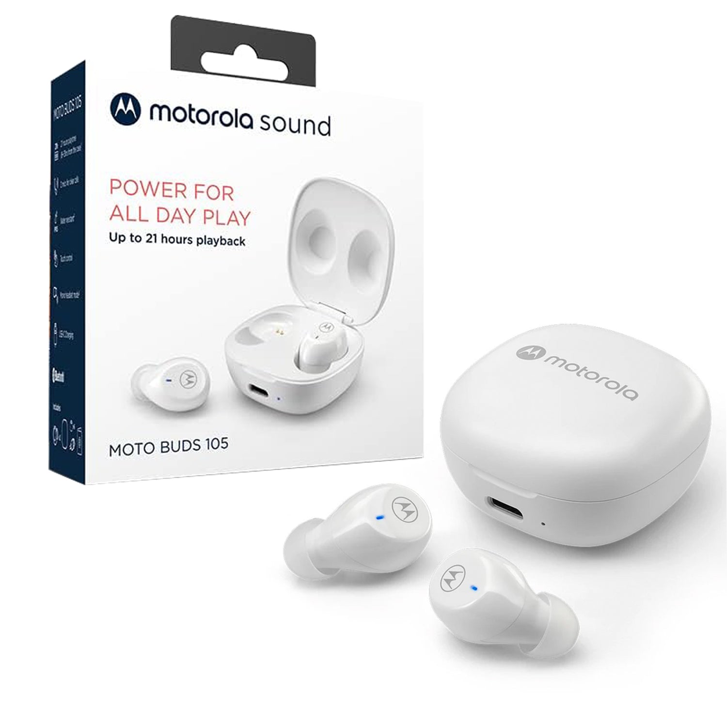 Audifonos Inalambricos Motorola Moto Buds 105 In-ear TWS Bluetooth Bateria 21h USB-C IPX5 ENC