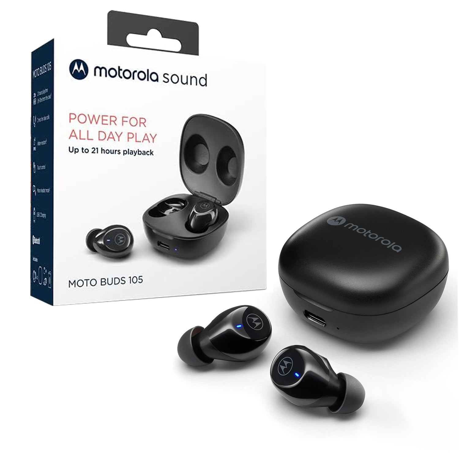 Audifonos Inalambricos Motorola Moto Buds 105 In-ear TWS Bluetooth Bateria 21h USB-C IPX5 ENC