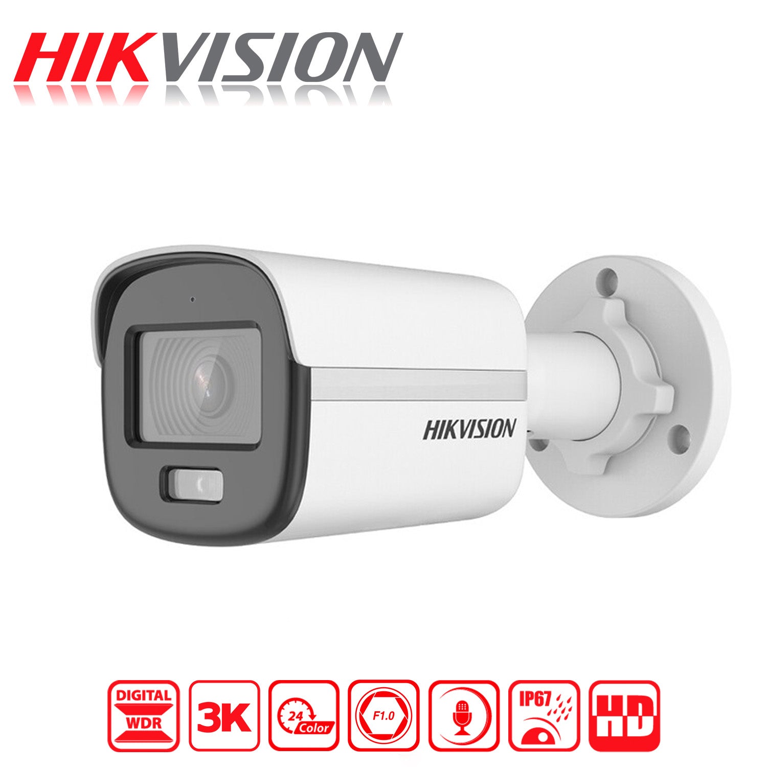 Camara de Seguridad Analoga Bala Hikvision ColorVu 3K 2.8MM Microfono Integrado Proteccion IP67