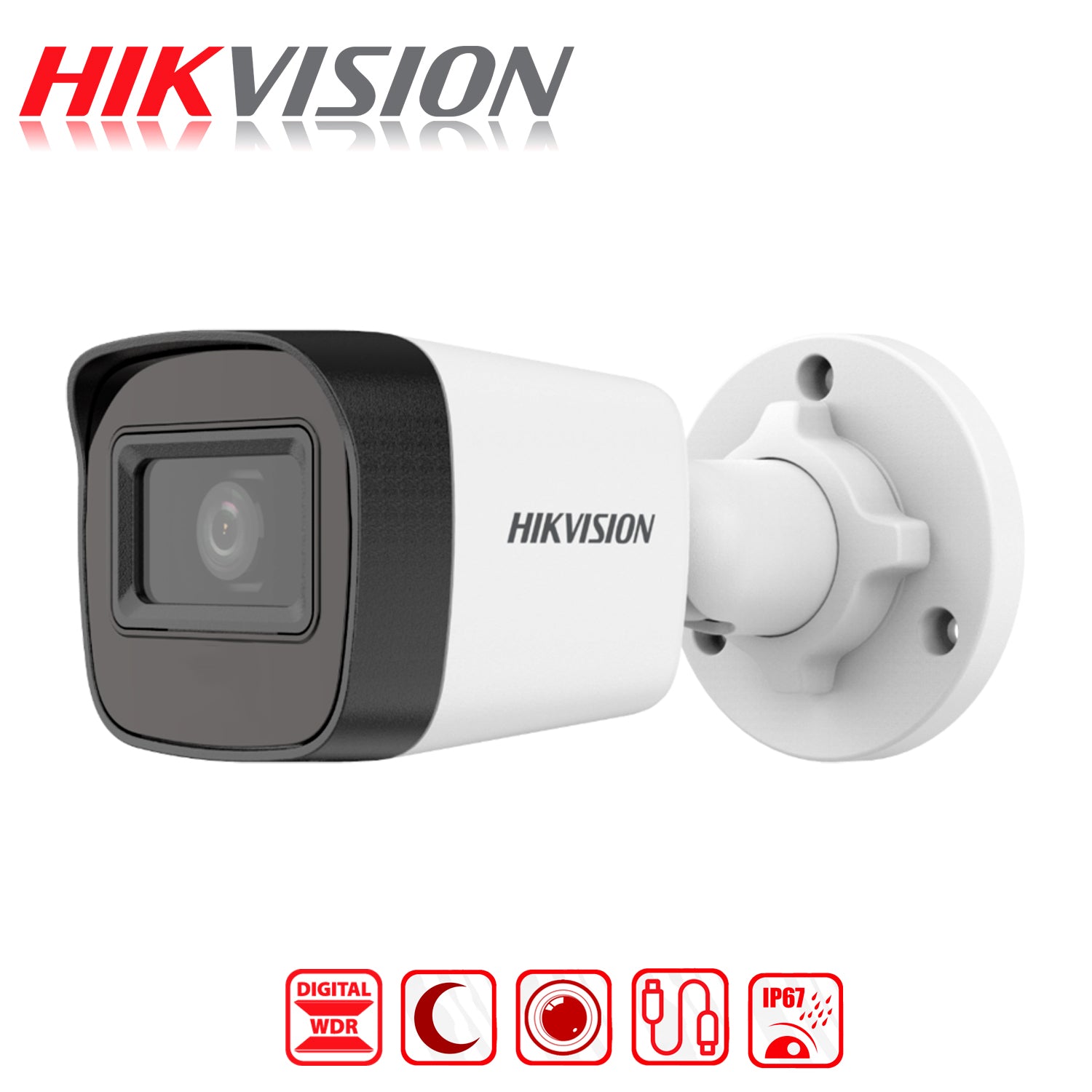 Camara de Seguridad Analoga Bala Hikvision FHD 2MP Digital WDR Vision Fija 3.6mm Nocturna 20m IP67