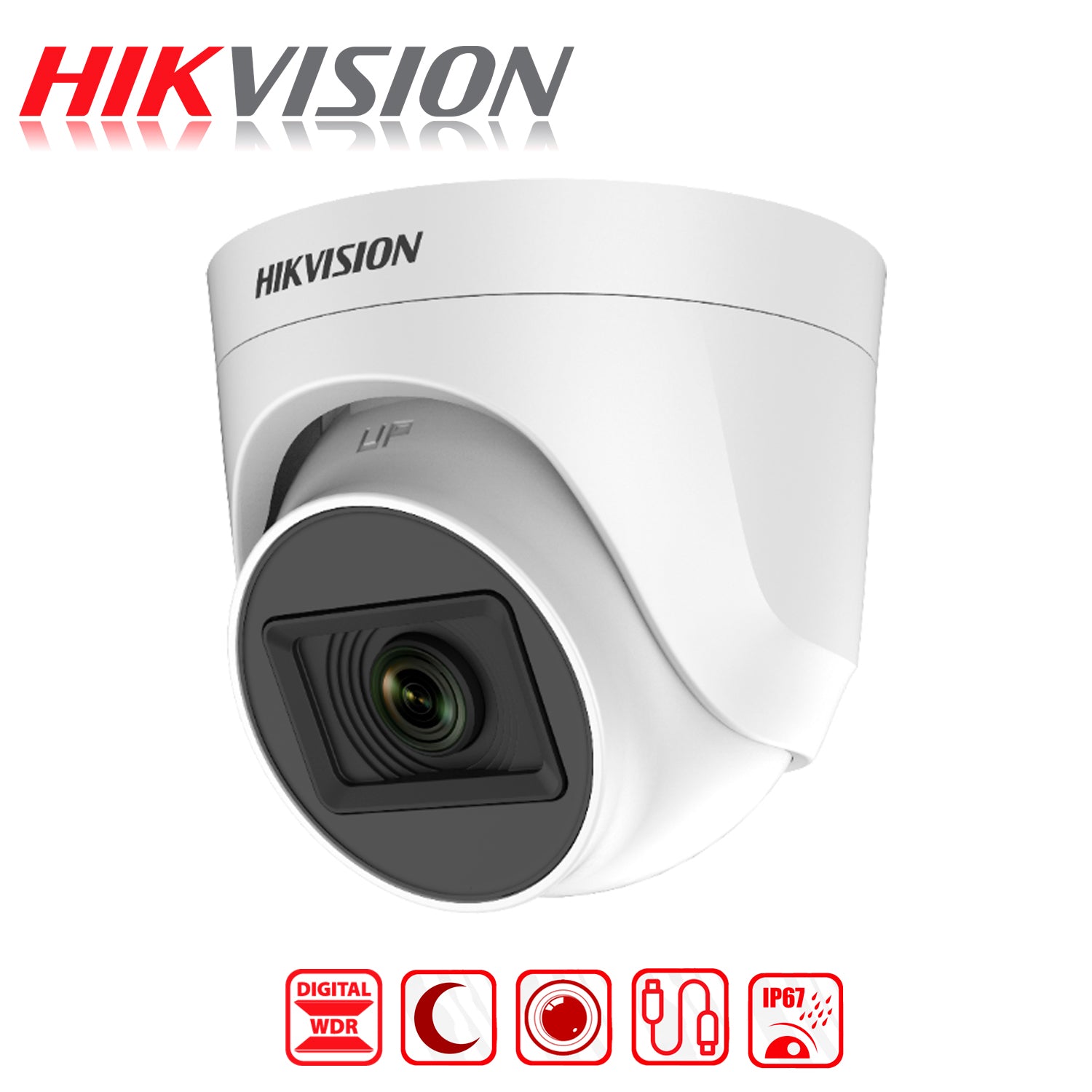 Camara de Seguridad Analoga Domo Interna Hikvision FullHD 2MP Digital WDR Vision 3.6mm Nocturna 20m