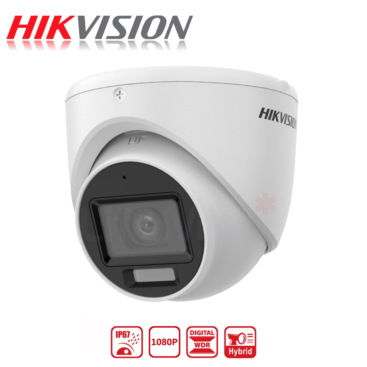 Camara de Seguridad Analoga Domo Hikvision Luz hibrida inteligente FHD 2MP Vision Fija 2.8mm IP67