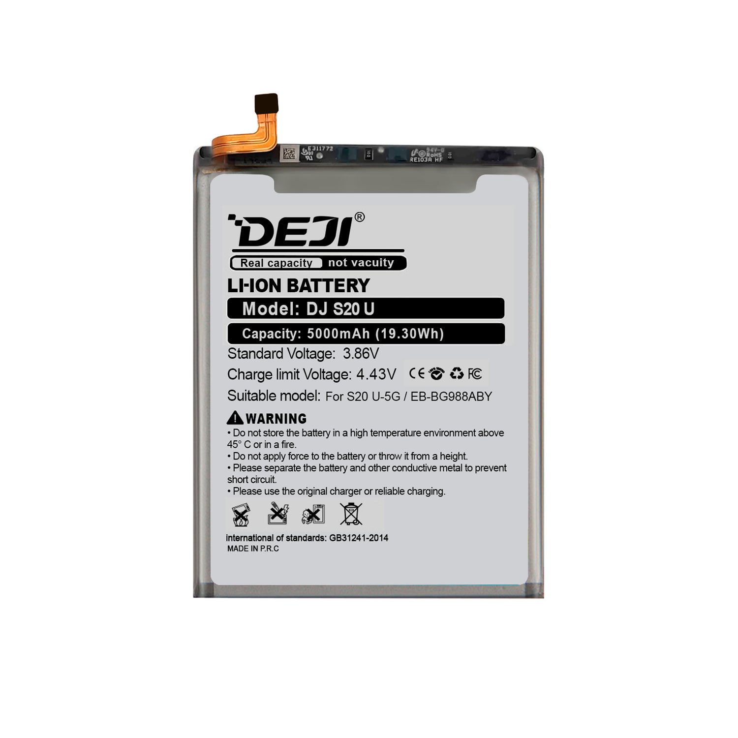 Bateria para Samsung S20 Ultra DEJI IC Original Capacidad 5000mAh Maxima Duracion