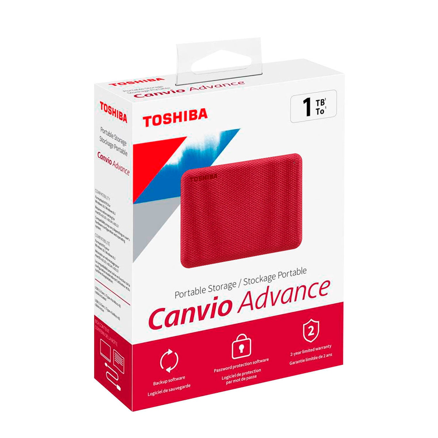 Disco Externo Toshiba 1TB Canvio Advance Rojo HDTCA10XR3AA | Lifemax