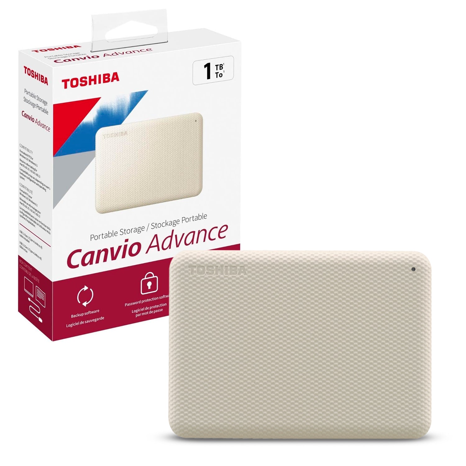 Disco Duro Externo Toshiba 1TB 2.5" Canvio Advance USB 3.2 Compatible Windows/Mac [ HDTCA10XW3AA ]