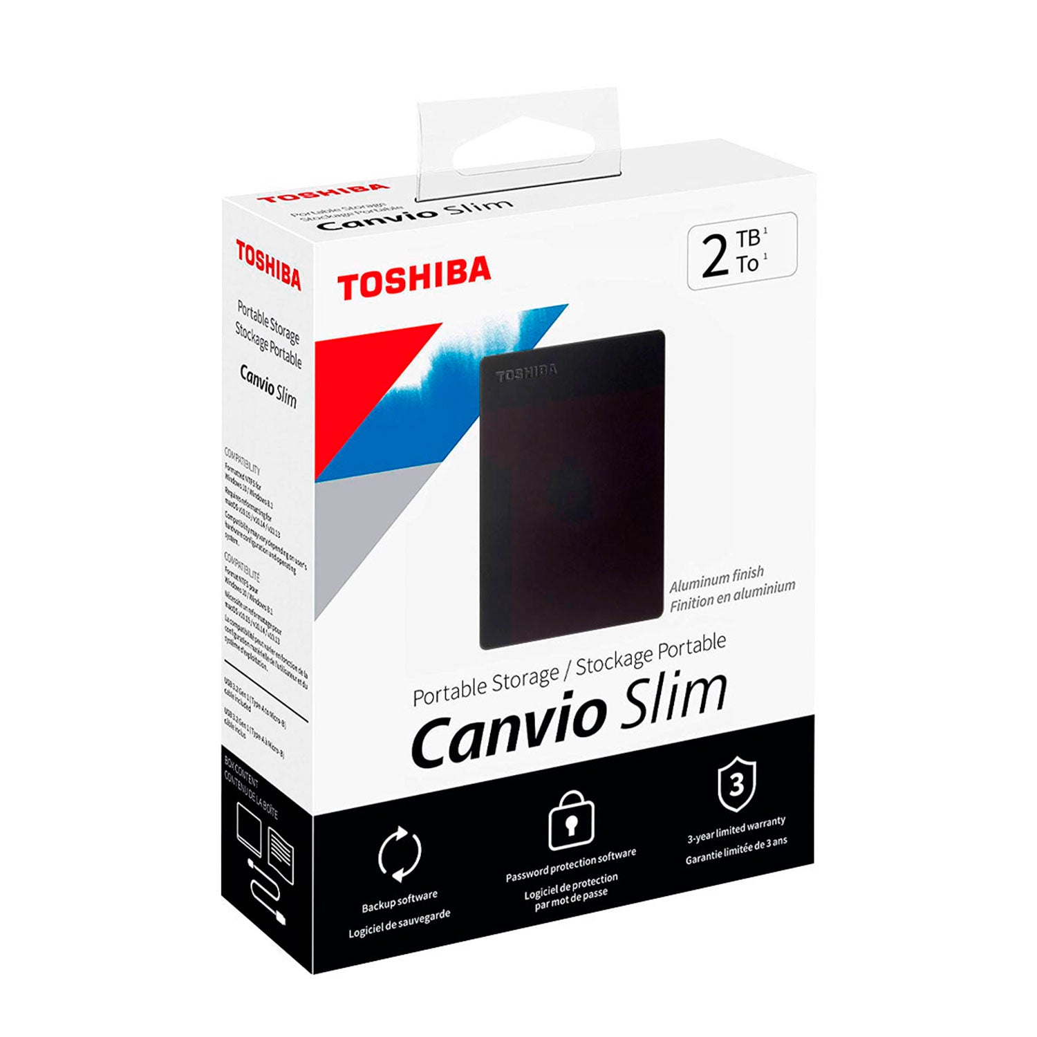 Disco Duro Externo Toshiba 2TB Canvio Slim [ HDTD320XK3EA ] | Lifemax