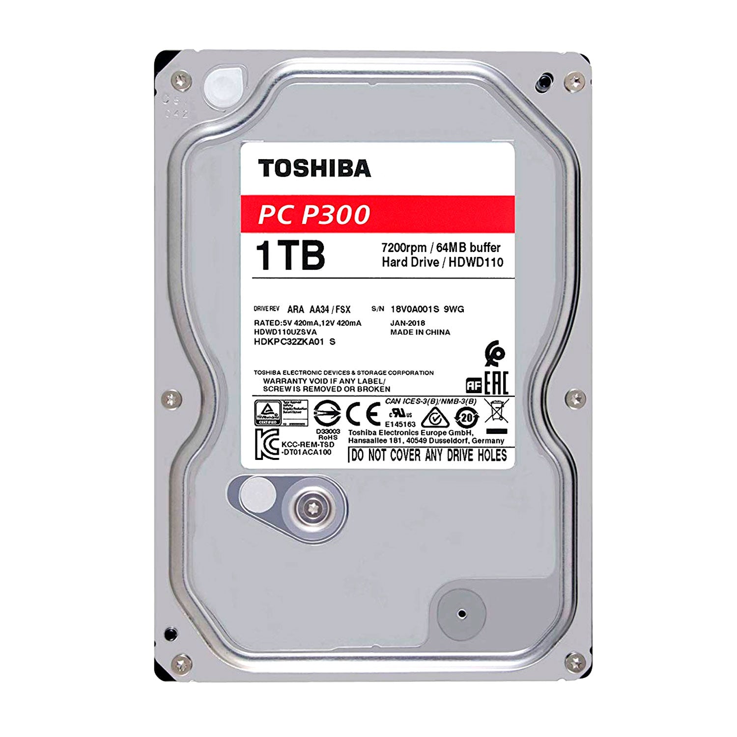 Disco Duro 1TB para PC Toshiba P300 3.5" 7200 RPM 64MB | Lifemax