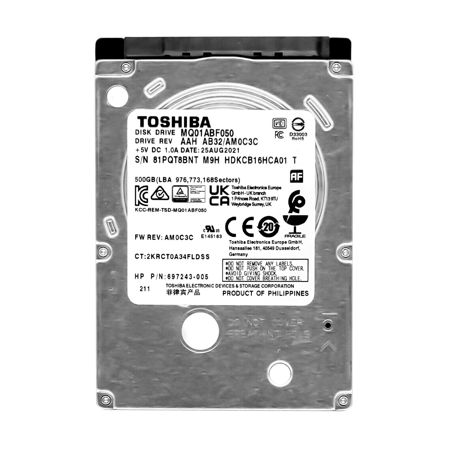 Disco Duro Interno Toshiba 2.5in 500GB SATA 2 5400 rpm MQ01ABF050 OPEN BOX | Lifemax