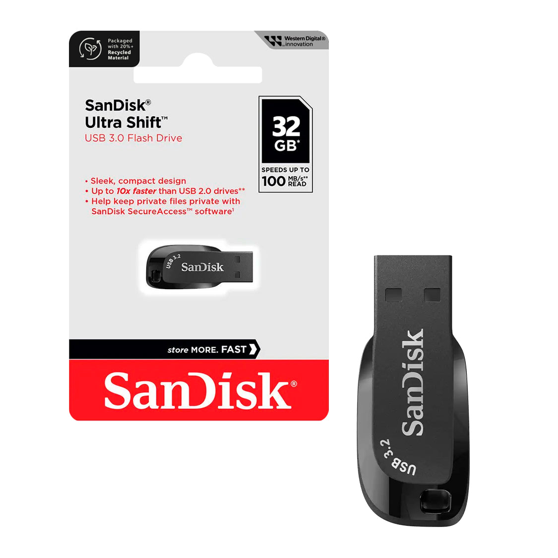 Pendrive SanDisk USB 3.2 32GB Ultra Shift Flash Drive 100MB/s Compatible MAC Windows