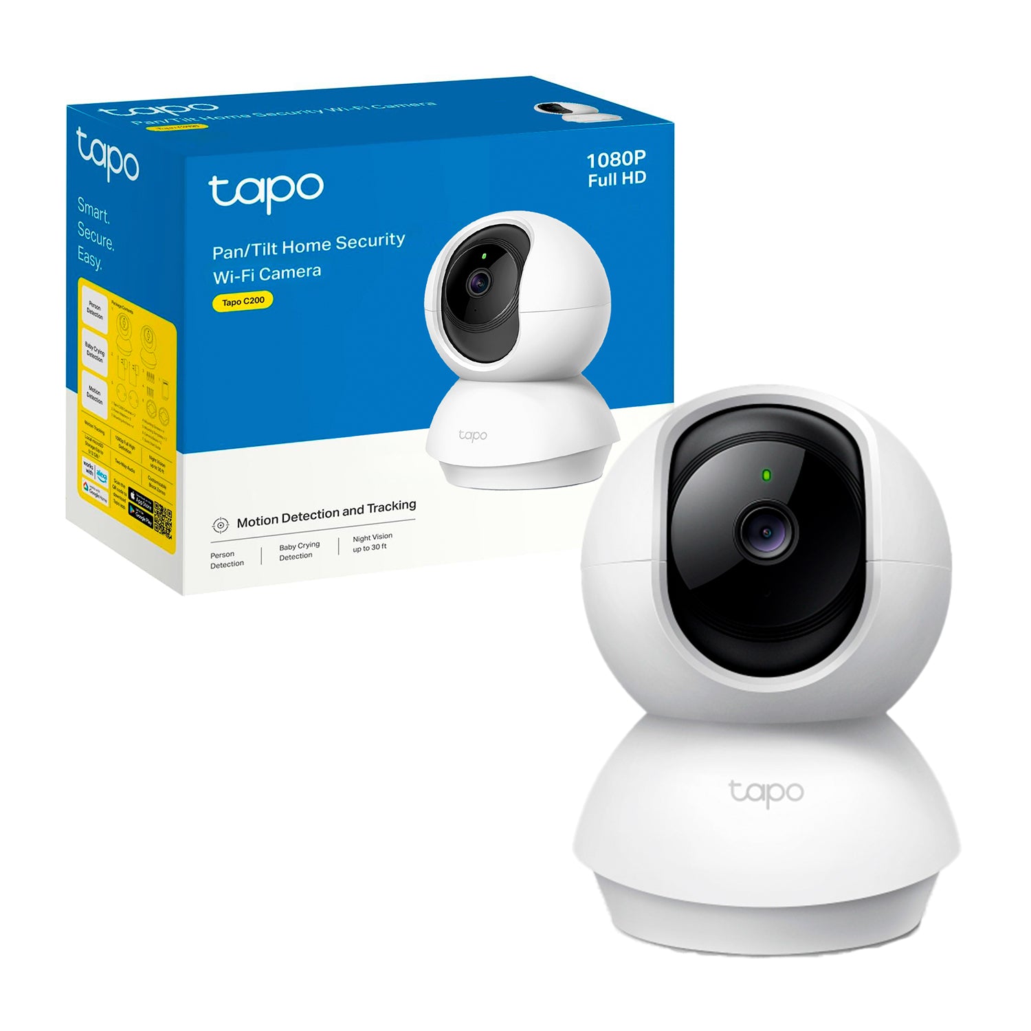 Camara Inalambrica Wifi TP-Link Tapo C200 Smart Pan/Tilt 360º FHD 1080p MicroSD 512GB