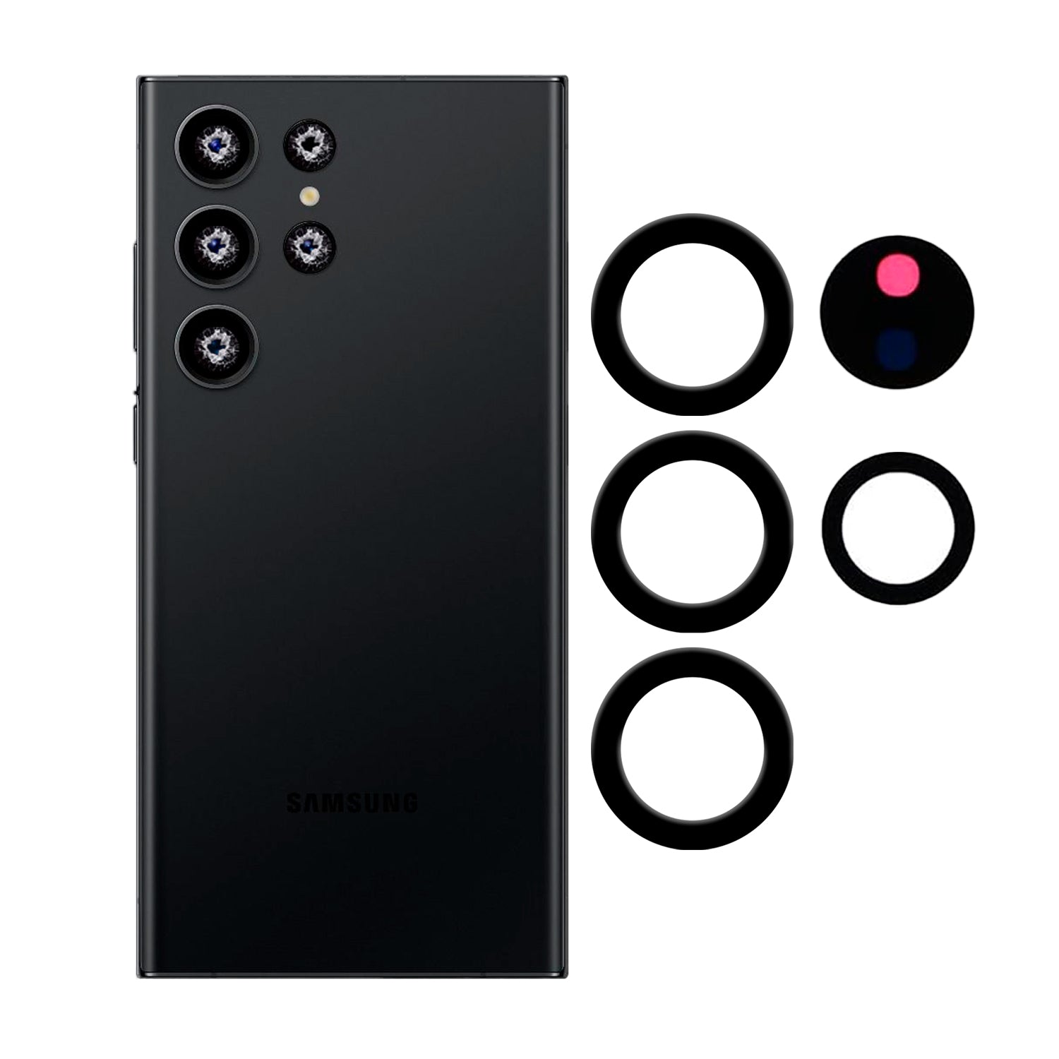 Vidrio de Camara Trasera Compatible con Samsung S23 Ultra + Adhesivo