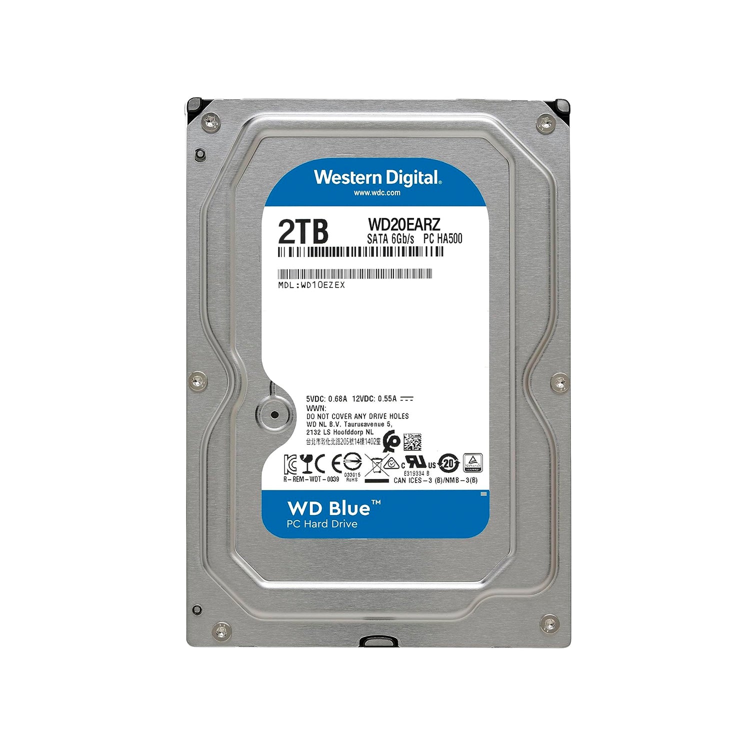 Disco Duro Interno Western Digital Blue 2TB 3.5" SATA 3 5400Rpm Cache 64MB PC/DVR/NVR [ WD20EARZ ]