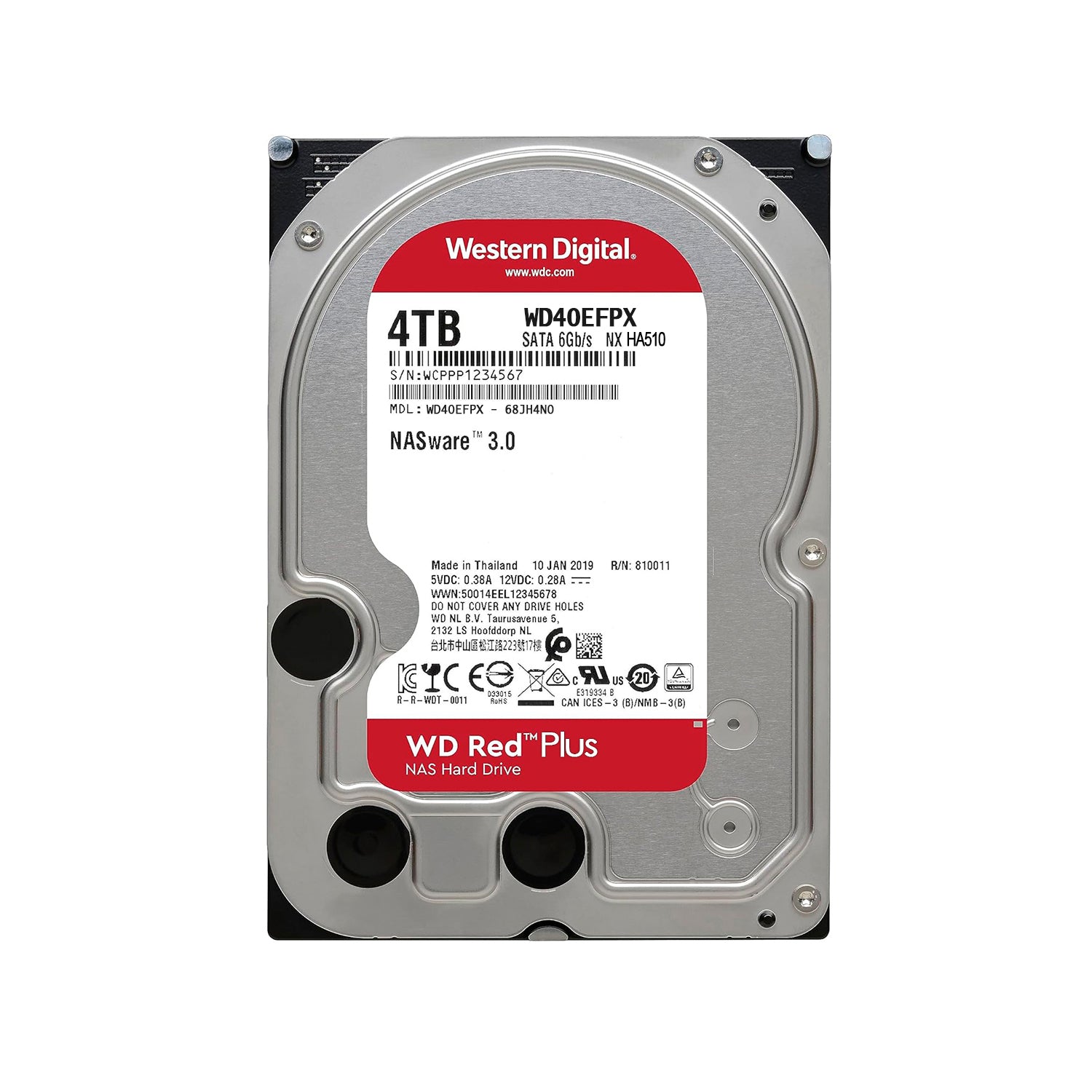 Disco Duro Interno Western Digital Red Plus NAS 4TB 3.5" SATA 3 5400Rpm Cache 256MB [ WD40EFPX ]