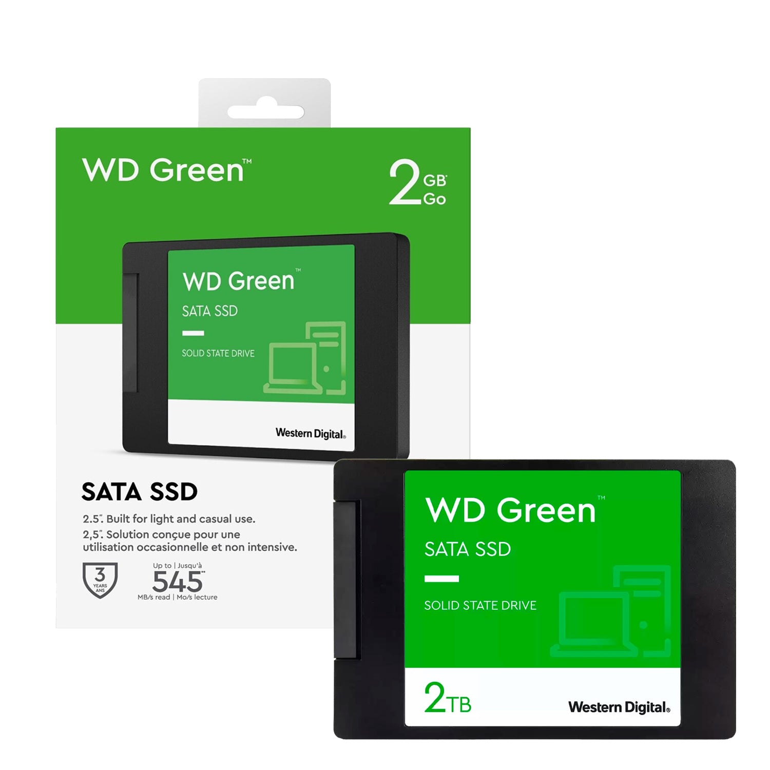 Disco Solido SSD Interno Western Digital Green 2TB 2.5in SATA III 6Gb/s 545MB/s [WDS200T2G0A]