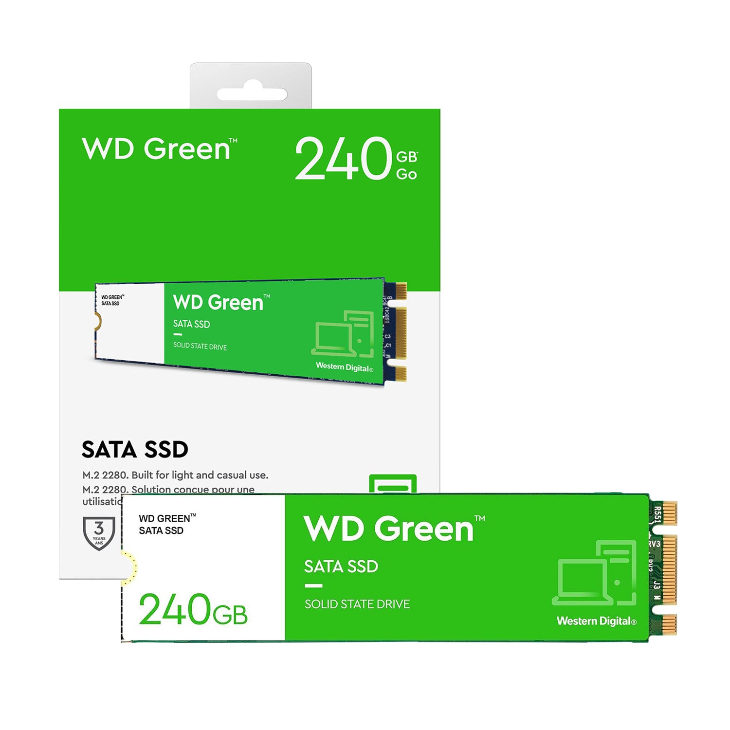 Disco Solido SSD Interno WD Green 240GB M.2 2280 SATA 6 Gb/s 545MB/s [ WDS240G3G0B ]