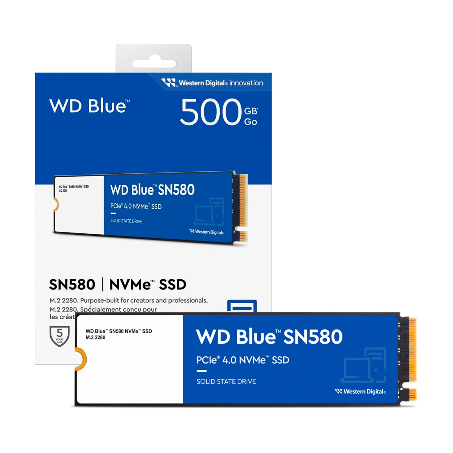 Disco Solido SSD Interno WD Blue 500GB M.2 2280 PCle 4.0 NVMe 4000MB/s [ WDS500G3B0E ]